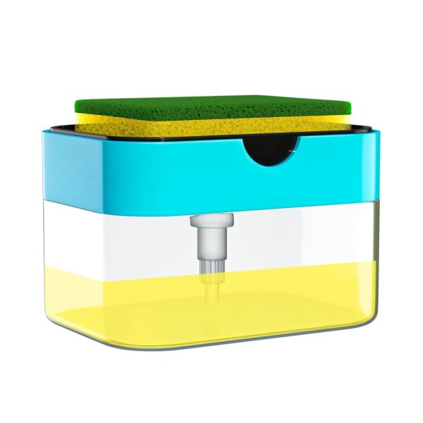 SWAPKART 2 in 1 Soap Dispenser for Bathroom Accessories Dishwasher Liquid Holder Liquid Dispenser Pump 400 ML with Sponge Holder Kitchen Sink Accessories Items (Multi-Color)
