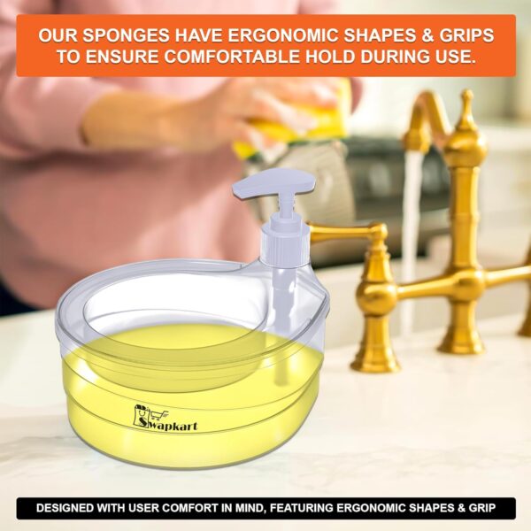 SWAPKART Double Layer Soap Dispenser for Bathroom Accessories Dishwasher Liquid Holder Dispenser Pump with Sponge Holder Kitchen Sink Accessories Items for Home Kitchen Gardening(transaprent mily)