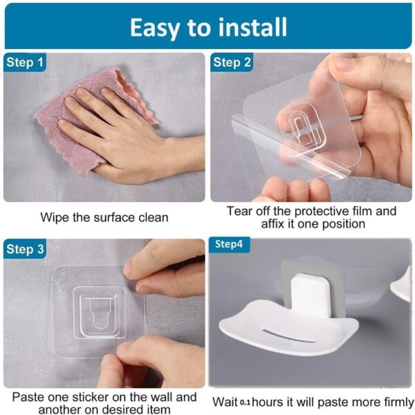 Self Adhesive Bathroom Shelf with 2 Soap Holders | No Drilling Wall Mounted Storage Rack for Shower, Kitchen & Wash Basin | Rust Resistant ABS Plastic Organizer