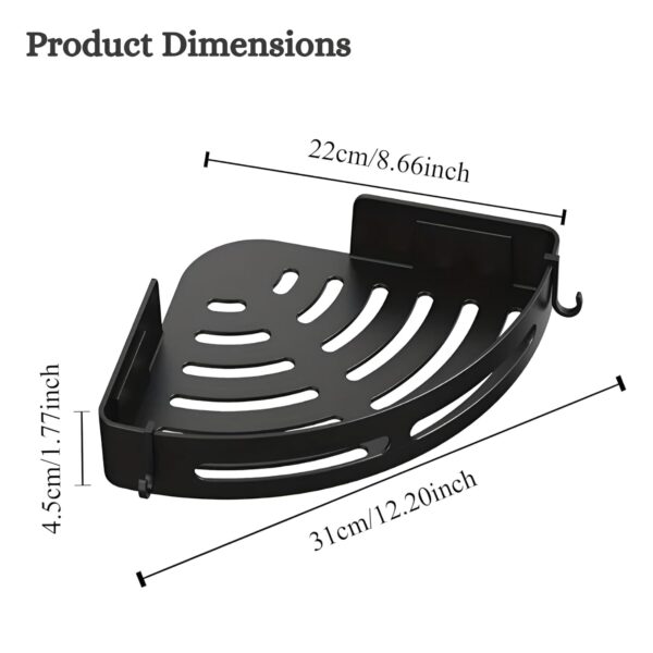 Self-Adhesive Wall-Mount Bathroom Corner Shelf Rack Organizer Storage Shelves Holder/Accessories (Black, Pack of 2), Plastic