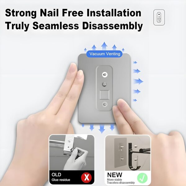 Self-Adhesive Wall Mounted Aluminium Double Rod Towel Bar with Hook Bathroom Towel Holder/Bathroom Accessories (50CM)(Black, Pack of 1)