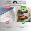 Self-Adhseive Bathroom Soap Holder with Drainage Tray Wall Mounted Soap Sponge Holder Organizer Accessories (Black, Pack of 2),Plastic
