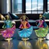 Set of 3 Metal Figurine Dancers Home Decor Item for Living Room, Bedroom, Wedding Festive Housewarming Gift Showpiece Rajasthani Dancing Dolls