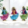 Set of 3 Metal Figurine Dancers Home Decor Item for Living Room, Bedroom, Wedding Festive Housewarming Gift Showpiece Rajasthani Dancing Dolls