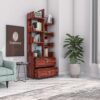 Sheesham Wood Free Standing Book Shelf | Multipurpose Bookshelf Storage Display Rack with 8 Shelf & 2 Drawer with Lock for Ofice | Decorative Corner Shelf Bookcase for Home Decor | Honey