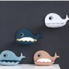 Shivstor Fish Shape Soap Holder for Bathroom Wall Cute Cartoon Adhesive Soap Dish with Drain Plastic Soap Box for Sink Shower Wash Basin Kitchen Wall Mounted Soap Organizer (1 Pcs)