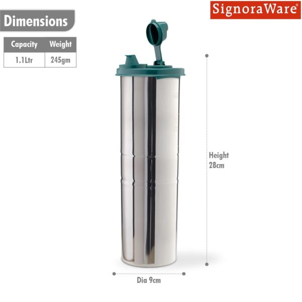 Signoraware-Easy-Flow-Stainless-Steel-Oil-dispenser-Forest-Green-1.1-litre.jpg Signoraware Easy Flow Stainless Steel Oil dispenser (Forest Green, 1.1 litre)