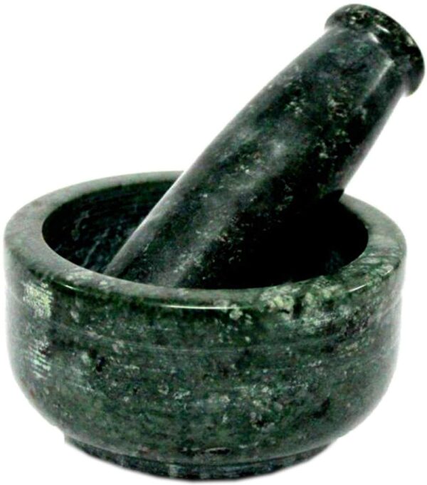 Simran Handicrafts B E Craft, Marble Mortar and Pestle Set, kharad, Masher Spice Mixer/Okhli and musle/Kharal for Kitchen 4 inches, Green Colour