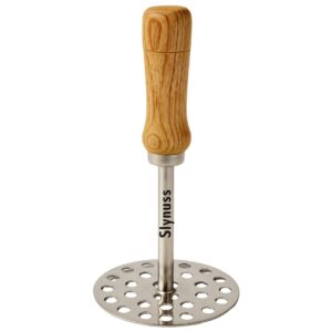 Slynuss ® | Potato Masher Stainless Steel | Pav Bhaji Smasher for Kitchen with Wooden Handle | Potato Smasher | Kitchen utilities | Pack of 1| (Round-Size-3), 8.5 CM