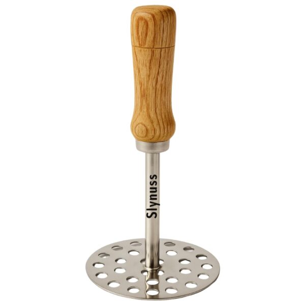 Slynuss ® | Potato Masher Stainless Steel | Pav Bhaji Smasher for Kitchen with Wooden Handle | Potato Smasher | Kitchen utilities | Pack of 1| (Round-Size-3), 8.5 CM