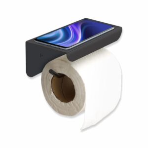 SmartSlide Stainless Steel Toilet Paper Holder with Shelf, Toilet Tissue Holder for Bathroom, Toilet Tissue Paper Roll Stand, Wall Mounted Toilet Paper Holder with Mobile Stand