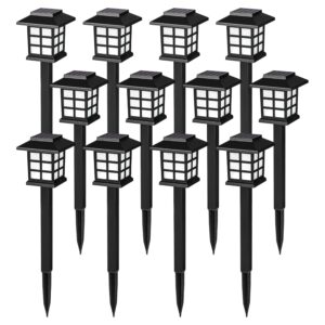 Solar Garden Lights,12 Pack Solar Path Lights, Solar Walkway Lights Outdoor, Solar Pathway Lights Outdoor Waterproof for Garden, Patio, Yard, Landscape, Pathway and Driveway