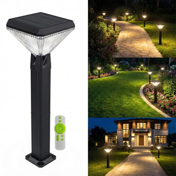 Solar Light Outdoor Garden Waterproof Automatic Diamond Decorative Pathway Lamp for Home, Lawn, Landscape Patio, Walkway (Aluminium, 3 Colour Modes)