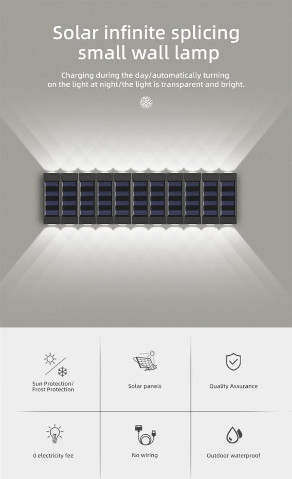 Solar Light Outdoor Wall | Up Down Wall Light | Solar Powered Light Waterproof | Garden Yard Landscape Lights | Lighting Wall Sconce Lamp | Solar Fence | Exterior Porch- Pack-1