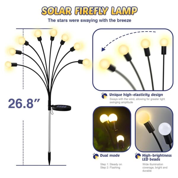 Solar Light for Outdoor Garden and Home, Waterproof Firefly Light Decor for Solar Balcony, Plant, Pot, Decoration Light (1, Standard)