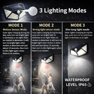 Solar Motion Sensor Sun-Powered LED Wall Light | 1W Wireless Solar Motion Sensor Sun-Powered LED Wall Light | 1W Wireless Waterproof LED Outdoor Lamp with 120 Degrees Angle Lighting | Wall-Mounted Security Light for Garden, Garage, Pathway,Yard (Pack of 1)