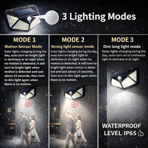 Solar Motion Sensor Sun-Powered LED Wall Light | 1W Wireless Waterproof LED Outdoor Lamp with 120 Degrees Angle Lighting | Wall-Mounted Security Light for Garden, Garage, Pathway,Yard (Pack of 1)