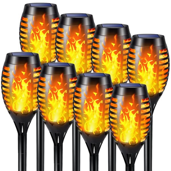 Solar Outdoor Lights - 8 Pack 12 LED Solar Torch Solar Outdoor Lights - 8 Pack 12 LED Solar Torch Lights with Flickering Flame for Garden Decor Waterproof Solar Garden Lights Outdoor Decor Lighting for Yard Path Patio Solar Flame Torches