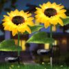 Solar Outdoor Lights for Garden Decor, 2 Pack Waterproof Solar Powered Flowers Stake Lighting for Outdoor Decor, Sunflowers LED Light for Outside Garden Patio Pathway Yard Backyard Porch Lawn