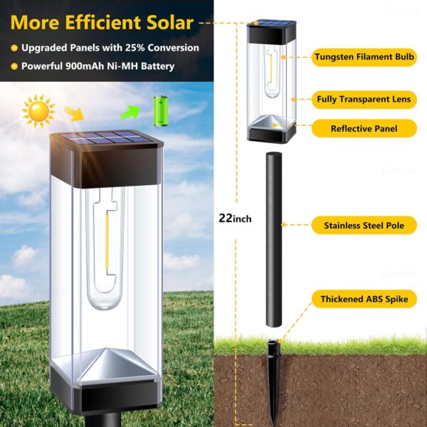 Solar Pathway Lights Outdoor Waterproof Solar Lights Outdoor for Pathway Walkway Sidewalk Yard Patio Garden Decor (Black, 4 Pack)