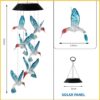 Solar Powered LED Hummingbird Wind Chime, Color Changing Outdoor Garden Light, Mobile Hanging Decoration with Blue Crystal Birds