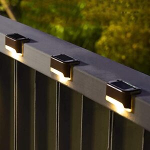 Solar Stair Lights Outdoor IP65 Waterproof Warm White LED Wall Deck Step Light for Garden Fence Patio Balcony Pathway Automatic Dusk to Dawn ABS Body Black