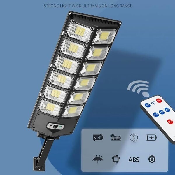 Solar Street Light Outdoor Waterproof 100 Watt LED Wireless Motion Sensor Lamp with Pole for Home, Garden, Wall, Pathway, Dusk to Dawn