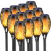 Solar Torch Lights Outdoor, 12 Pack Solar Torch Lights with Flickering Flame, 12 LED Mini Tiki Torches for Outside Waterproof Landscape Decorations for Garden Pathway Dusk to Dawn Auto On/Off