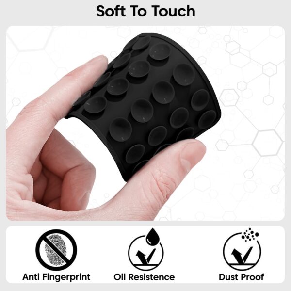 Sounce Suction Phone Case, Silicone Suction Phone Case for Hands-Free Mobile Accessory Holder Grip, Video Phone Accessory Compatible Mirror, Shower-Black (Pack of-1)