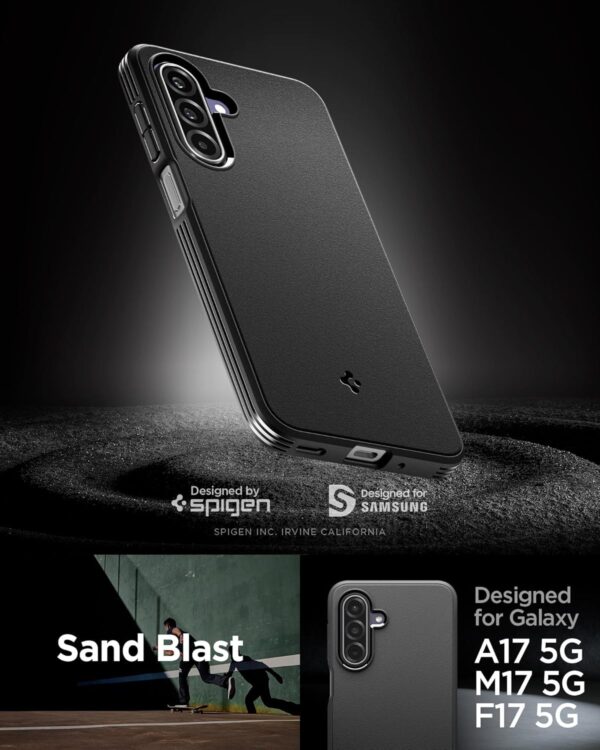 Spigen Sand Blast for Samsung Galaxy M17 5G Case Cover, Samsung A17 5G Case, F17 5G Back Cover (2025) - TPU｜Matte Black