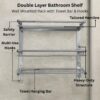 Stainless Steel Double Layer Bathroom Shelf | Wall Mounted Rack with Towel Bar & Hooks | Rust-Free Multipurpose Organizer for Bathroom & Kitchen (Chrome Mirror Finish, Silver)