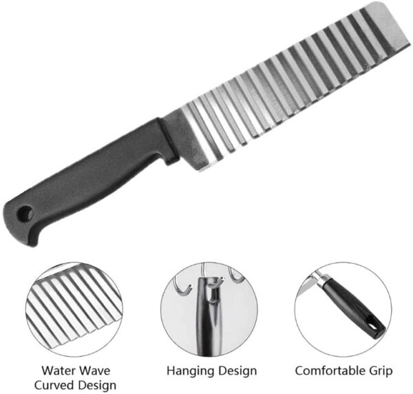Stainless Steel Potato Cutter, Crinkle Choppers French Fries Chips Chopping Knives with Nylon Handle Chopping Knife Carrot Vegetable Salad Waves Cutting (1pcs-Knife Crinkle Cutter)