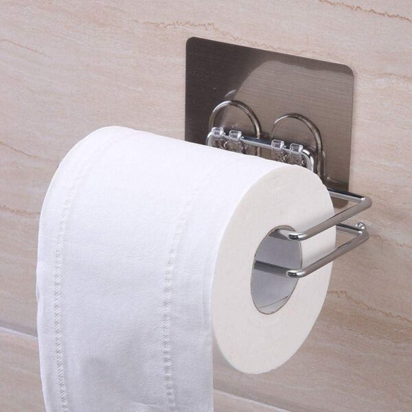 Stainless Steel Self Adhesive Toilet Paper Holder No Drill Tissue Roll Holder Bathroom Tissue Paper Stand Kitchen Towel Holder Napkin Holder Wall Mounted Bathroom Accessories Organiser