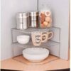 Steel 2-Tier Kitchen Rack and Organizer, Container Organizer, Utensils Dish Rack, Spice Jar Holder Rack and Cup and Glass Holder (3 Layer Corner Rack)