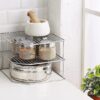 Steel 2-Tier Kitchen Rack and Organizer, Container Organizer, Utensils Dish Rack, Spice Jar Holder Rack and Cup and Glass Holder (3 Layer Corner Rack)