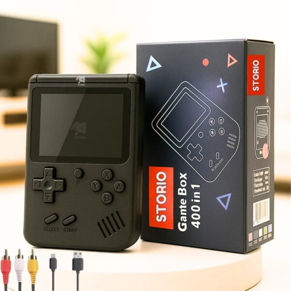 Storio Rechargeable Pocket Video Game for Kids 400 in 1 Storio Rechargeable Pocket Video Game for Kids 400 in 1 Retro Game Box Console Handheld Game Box with TV Output - Multicolor
