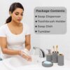 Story@Home 4 Pieces Bathroom Accessories Set - Grey | Toothbrush Holder, Soap Dispenser, Mouth Wash Cup & Soap Dish for Home Kitchen & Bathroom | Bathroom Essentials for Office