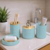 Story@Home 4 Pieces Bathroom Accessories Set - Teal | Toothbrush Holder, Soap Dispenser, Mouth Wash Cup & Soap Dish for Home Kitchen & Bathroom | Bathroom Essentials for Office