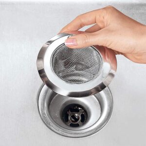 Sulfar Stainless Steel Sink Strainer | Kitchen Drain Basin Basket Filter & Stopper (4 Inch, 10cm) Chrome