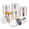 Suvi 1kg Set of 6pcs Stainless Steel Kitchen Containers with Suvi 1kg Set of 6pcs Stainless Steel Kitchen Containers with See Through Window | Food Storage Dabba | Steel Containers Set | Silver Mirror Finish | Food Grains Capacity - 1kg Approx (1250ml-6pcs)