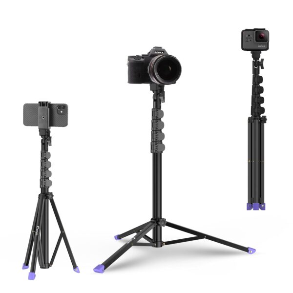 Syvo SP-500 63 Inch (160CM) 1.6M Tripod Stand with Mobile Syvo SP-500 63 Inch (160CM) 1.6M Tripod Stand with Mobile Phone Holder – Versatile Stand for Ring Lights, Cameras, and Mobile Phones. Ideal for Video Recording, Video Shooting, and Lighting Setup.