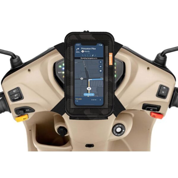 TANTRA Handlebar Polyester Mobile Holder for Scooty - Scooty Accessories, TANTRA Handlebar Polyester Mobile Holder for Scooty - Scooty Accessories, Activa Mobile Holder for Scooter, Compatible for All Scooters, Water Resistant Mobile Pouch- Black, 7 inches