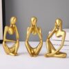 TIED RIBBONS Decorative Abstract Thinker Men Statue Set of 3 TIED RIBBONS Decorative Abstract Thinker Men Statue Set of 3 Modern Art Showpiece Sculpture(Fantasy,Gold,13CmX6Cm) Decoration Items for Home Decor Living Room Bedroom Bookshelf Table Office-Resin