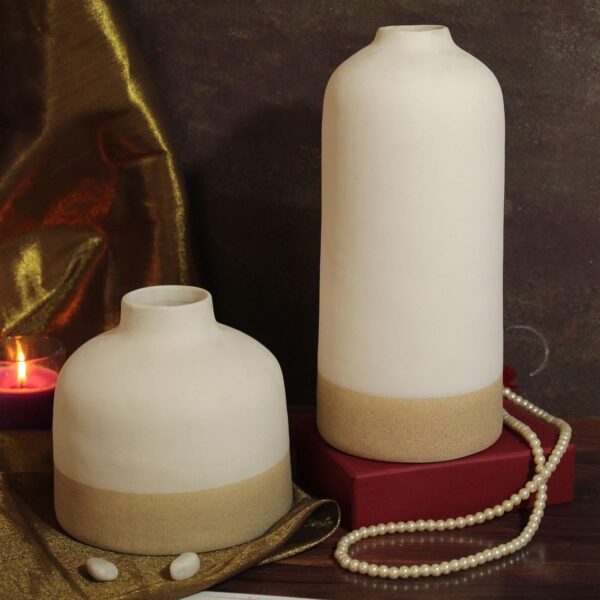 TIED RIBBONS Flower Vase (Set of 2, Multi, 9.8 & 5.5 Inches) for Home Décor Decorative Ceramic Flowers Plants Living Room Bedroom Kitchen Office Wall Table Decoration Dining Table Bedroom Gift Item