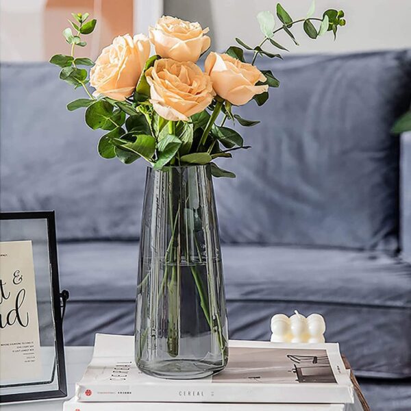 TIED RIBBONS Flower Vase for Flower Plants (Black, 22.8 cm X 6.3 cm X 7.6 cm) - Glass Pot for Home Décor Living Room Water Plants Dining Table Decoration Bedroom Hall Aesthetic House Warming Gift