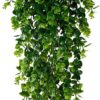 Tdas Artificial Hanging Plants Leaves Eucalyptus Ivy Garlands Plant Greenery Vine Creeper Home Decor Door Wall Balcony Decoration Party Festival - 1 Pcs (Green)