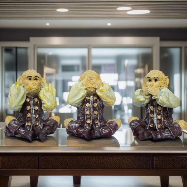 The 3 Monkey Showpiece Set, See, Hear, Speak No Evil The 3 Monkey Showpiece Set, See, Hear, Speak No Evil Motivational Decor for Home, Living Room, Study Table and Office (Three Monkeys)