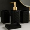The Better Home 4pcs Ceramic Bathroom Set | Soap Dispenser for Bathroom(350ML), Toothbrush Holders & Soap Holder for Bathroom | Bathroom Accessories | Handwash Dispenser | Soap Case | Black
