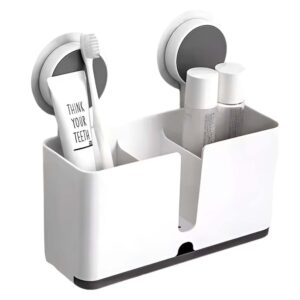 Toothbrush Holder for Bathroom Wall Mount – Self Adhesive Brush Stand, Toothpaste Holder & Bathroom Organiser Without Drill