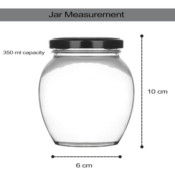 Transparent Glass Jar and Container Air Tight Black Lid for Kitchen 400 ml Mataki Glass Jar with Airtight Metal Lid Pack of (6)